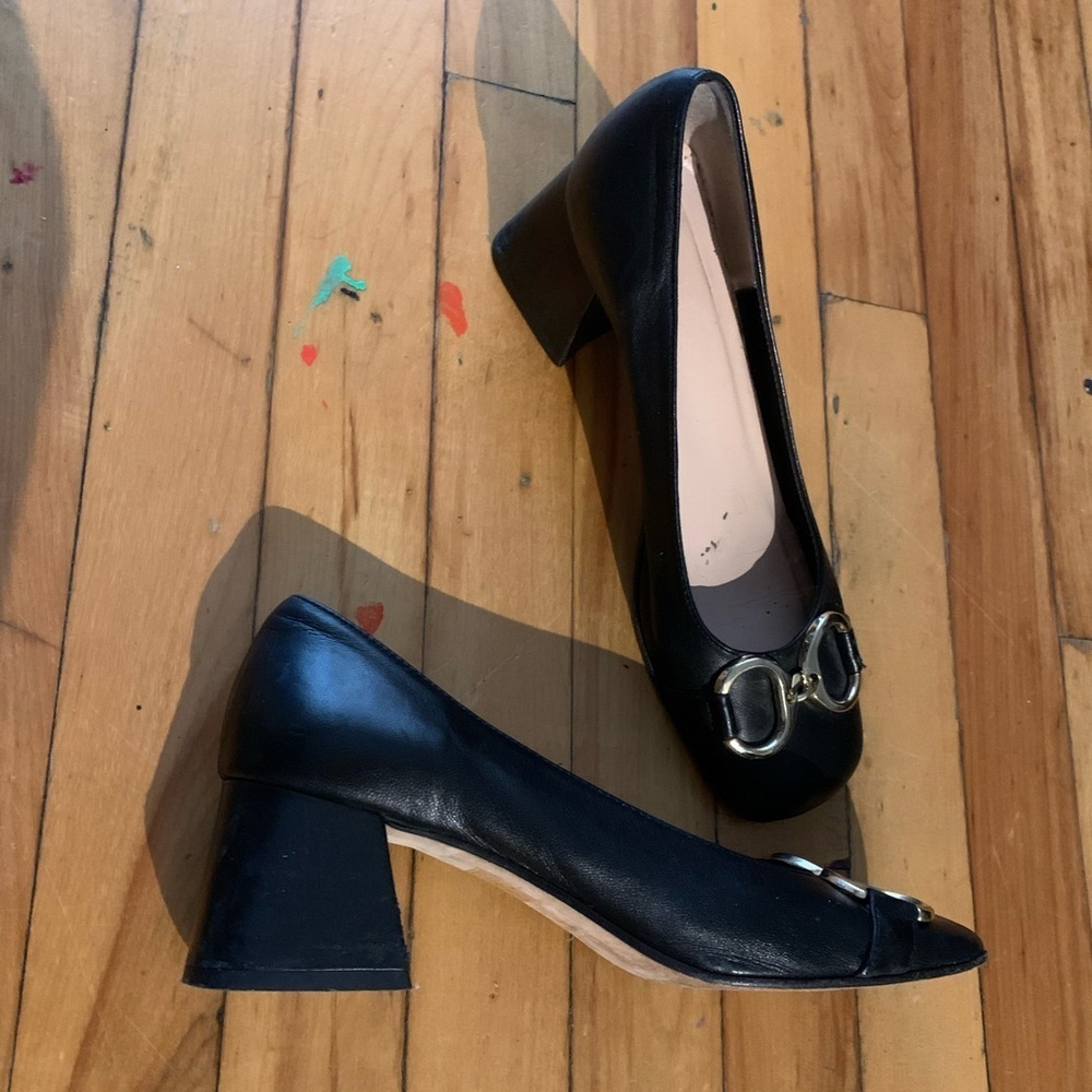 Scarlett made in Italy horsebit block heel leather shoes